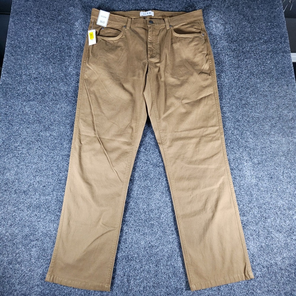 NWT ROWM Men's 5 Pocket Chino Pants 38x32 Brown 5 Pocket Comfort Casual Preppy